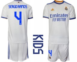 Niños Camiseta Real Madrid 2021/2022 de 1ª EQUIPACIÓN #4 SERGIO RAMOS