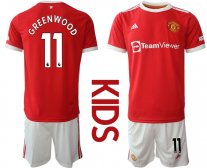 Niños Manchester United 2021/2022 Camiseta de la 1ª equipación #11 GREENWOOD