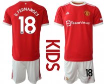 Niños Manchester United 2021/2022 Camiseta de la 1ª equipación #18 B.FERNANDES