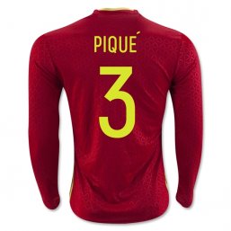 Spain 2016 PIQUE LS Camiseta de la 1ª equipación