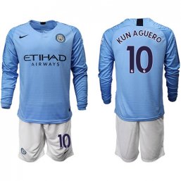 Manchester City Manga larga Camiseta de la 1ª equipación 18/19 #10 KUN AGUERO