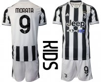 Niños Camiseta Juventus 2021/2022 de 1ª EQUIPACIÓN #9 MORATA