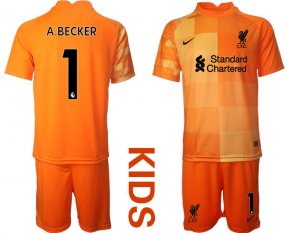 Niños Camiseta Liverpool 2021/2022 de Portero EQUIPACIÓN #1 A.BECKER