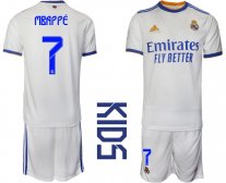 Niños Camiseta Real Madrid 2021/2022 de 1ª EQUIPACIÓN #7 MBAPPE