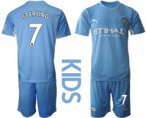 Niños Camiseta Manchester City 2021/2022 de 1ª EQUIPACIÓN #7 STERLING