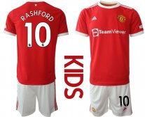 Niños Manchester United 2021/2022 Camiseta de la 1ª equipación #10 RASHFORD