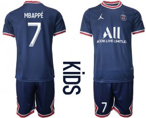 Niños Camiseta Paris St. Germain 2021/2022 de 1ª EQUIPACIÓN #7 MBAPPE