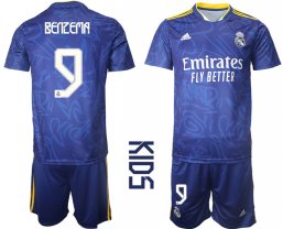 Niños Camiseta Real Madrid 2021/2022 de 2ª EQUIPACIÓN #9 BENZEMA