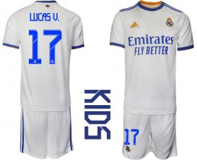 Niños Camiseta Real Madrid 2021/2022 de 1ª EQUIPACIÓN #17 LUCAS V.