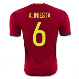 Spain 2016 A. INIESTA Authentic Camiseta de la 1ª equipación