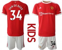 Niños Manchester United 2021/2022 Camiseta de la 1ª equipación #34 VAN DE BEEK