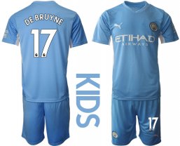 Niños Camiseta Manchester City 2021/2022 de 1ª EQUIPACIÓN #17 DE BRUYNE