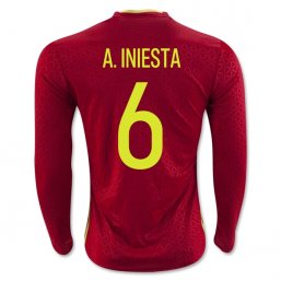 Spain 2016 A. INIESTA LS Camiseta de la 1ª equipación