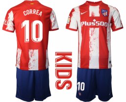 Niños Camiseta Atletico Madrid 2021/2022 de 1ª EQUIPACIÓN #10 CORREA