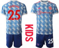 Niños Camiseta Manchester United 2021/2022 de 2ª EQUIPACIÓN #25 SANCHO